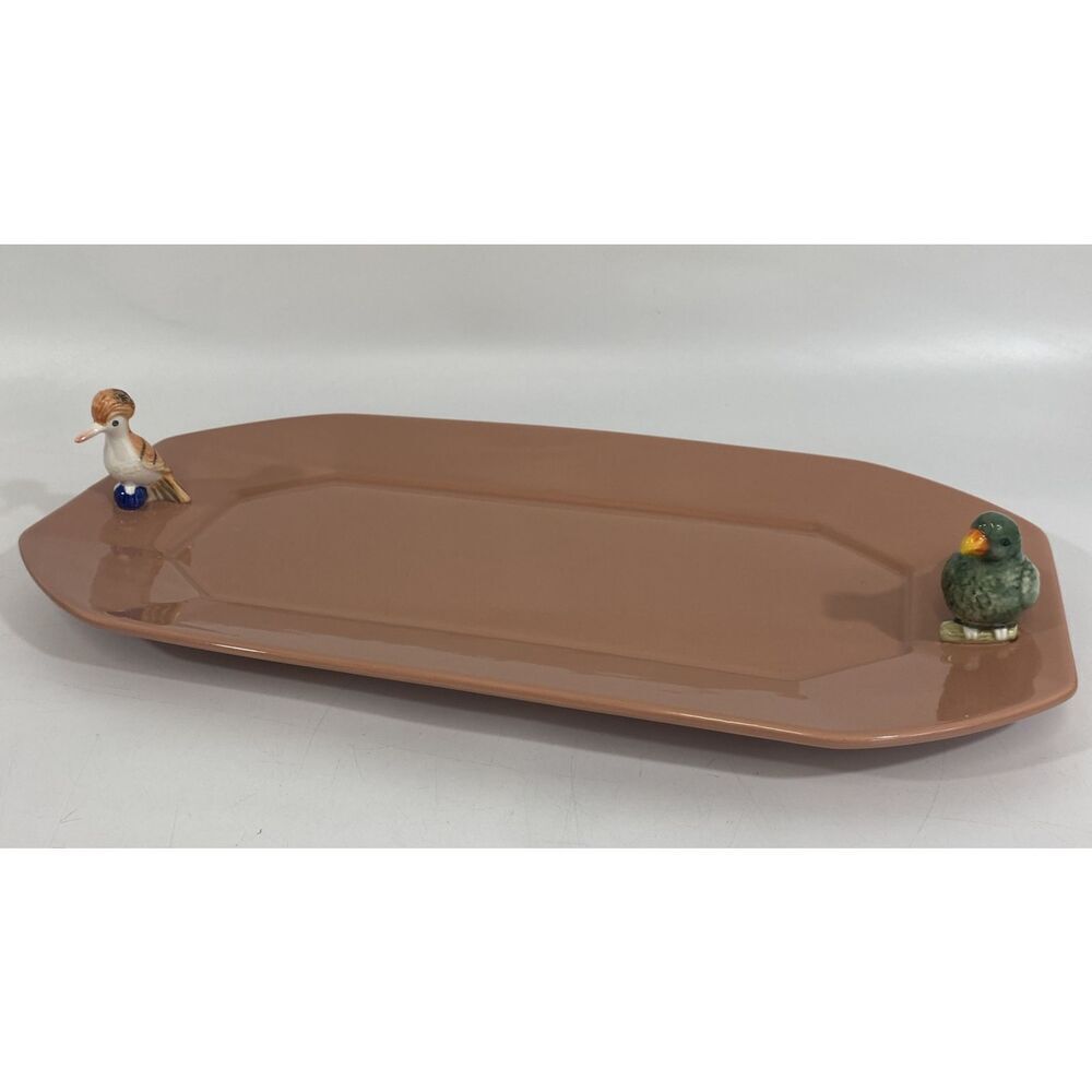 New Anthropologie Loro Bird‎ Ceramic Serving Platter Peach 18”